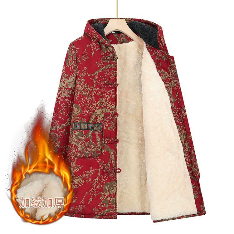 Бабушка зимняя одежда морозостойкая и теплая средняя и длинная хлопчатобумажная куртка среднего и пожилого возраста с капюшоном