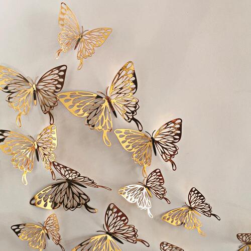 3D Stereo Simulation Paper Butterfly Concealer Nail Hole Cover Charming Sticker Bedroom Window Room Wedding Decoration Metal Texture