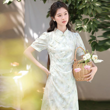 新中式改良连衣裙女夏2024新款薄荷绿裙子复古国风气质显瘦连衣裙