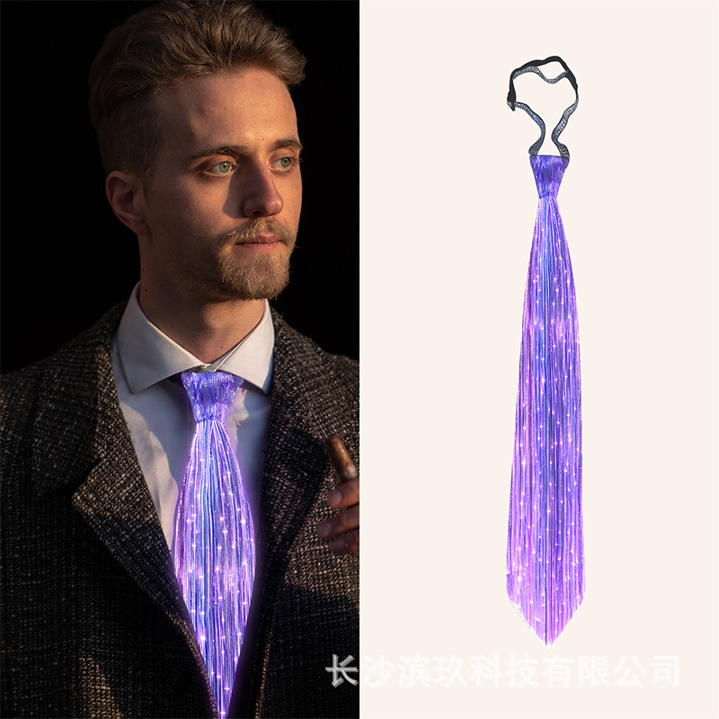 Amazonas de moda LED luminoso fibra óptica corbata atmósfera corbata Bungee noche bar luminoso corbata atmósfera danza