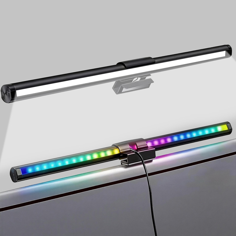 Luz ambiental LED para escritorio con espejo en capas, luz para streaming de deportes electrónicos, luz de fondo inteligente Bluetooth, luz nocturna para salón/dormitorio.