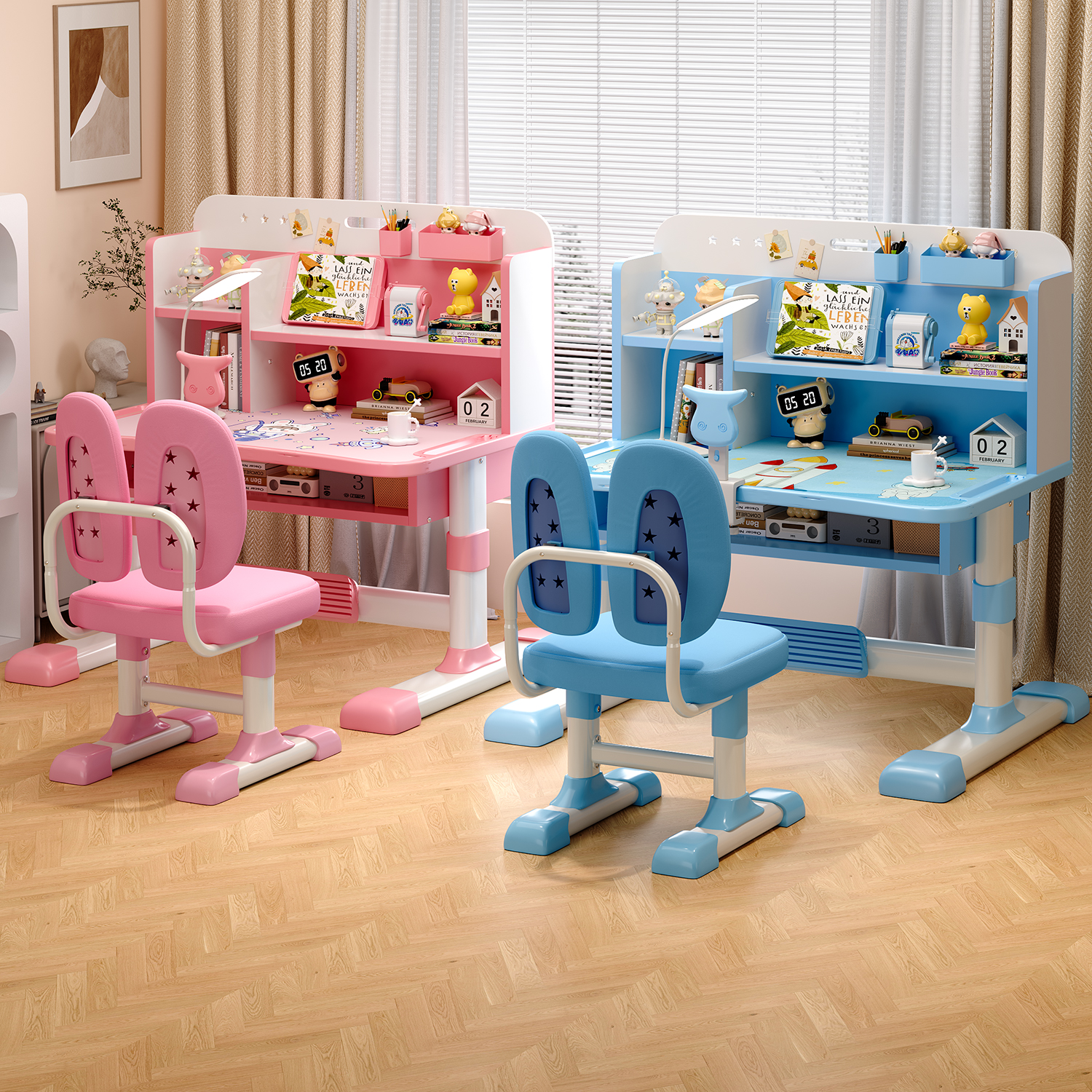 Study Table, Children's Desk, Primary School Student Writing Desk, Home Desk and Chair Set, Homework Reinforced Table, School Chair