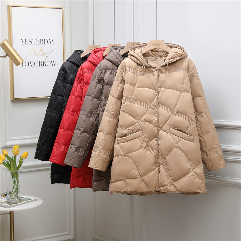 Lightweight down Jacket for Middle-Aged and Young Women, Mid-Length, Plus Size, for Plus-Size Moms, Winter Thin Coat, Extra Large Size Lightweight down Jacket for Middle-Aged and Young Women, Mid-Length, Plus Size, for Plus-Size Moms, Winter Thin Coat, Extra Large Size
