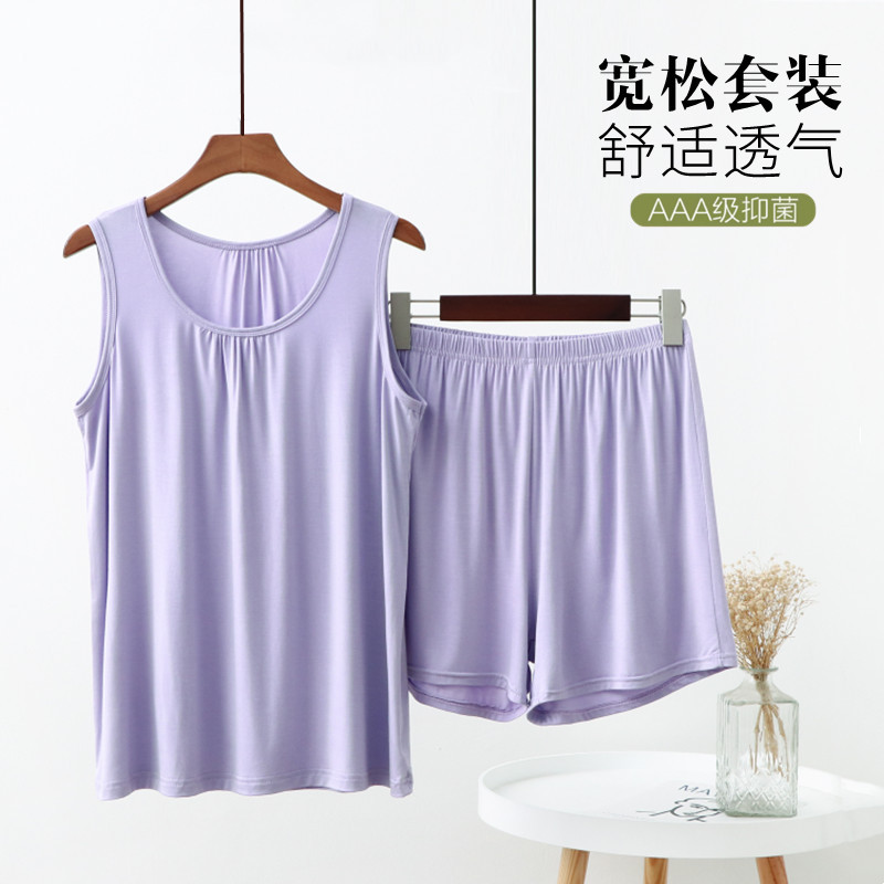 Summer Loose Plus Size Pajamas, Pajamas, Vests, Shorts, Home Clothes Suits, Women's Casual Mom Clothes, Thin Two-Piece Sets