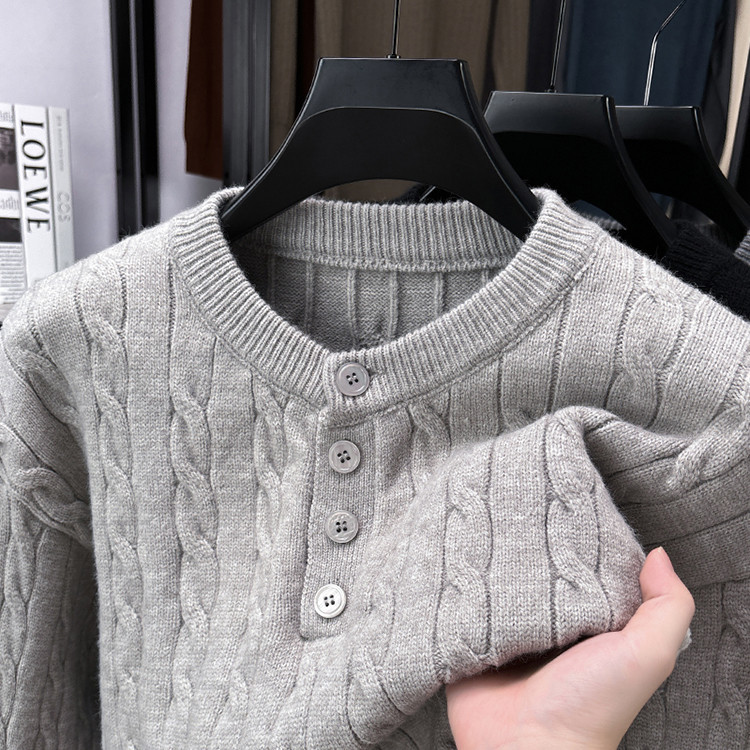 Amazon hombre nueva camiseta de punto de cuello redondo de manga larga otoño y invierno universal moda casual suéter