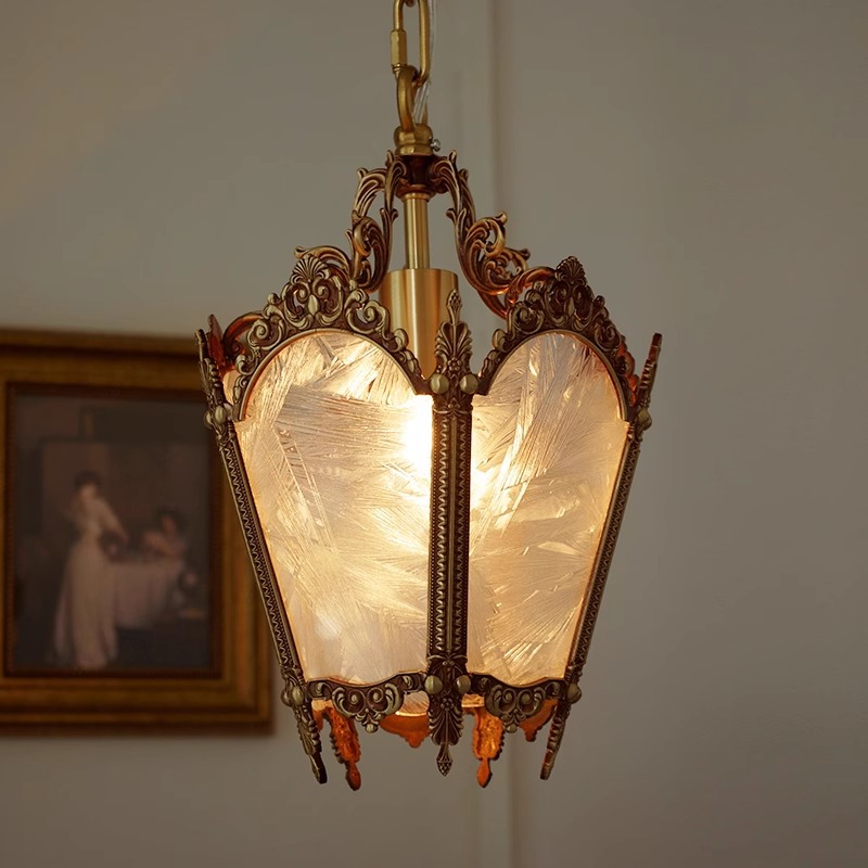 La cabecera de la cama de lujo pequeño balcón candelabro francés estilo americano porche de luz candelabro de vidrio retro retro pasillo de cobre