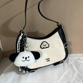 摩登轨迹托特包包女感单肩斜挎腋下包代发2025新款拼色小狗