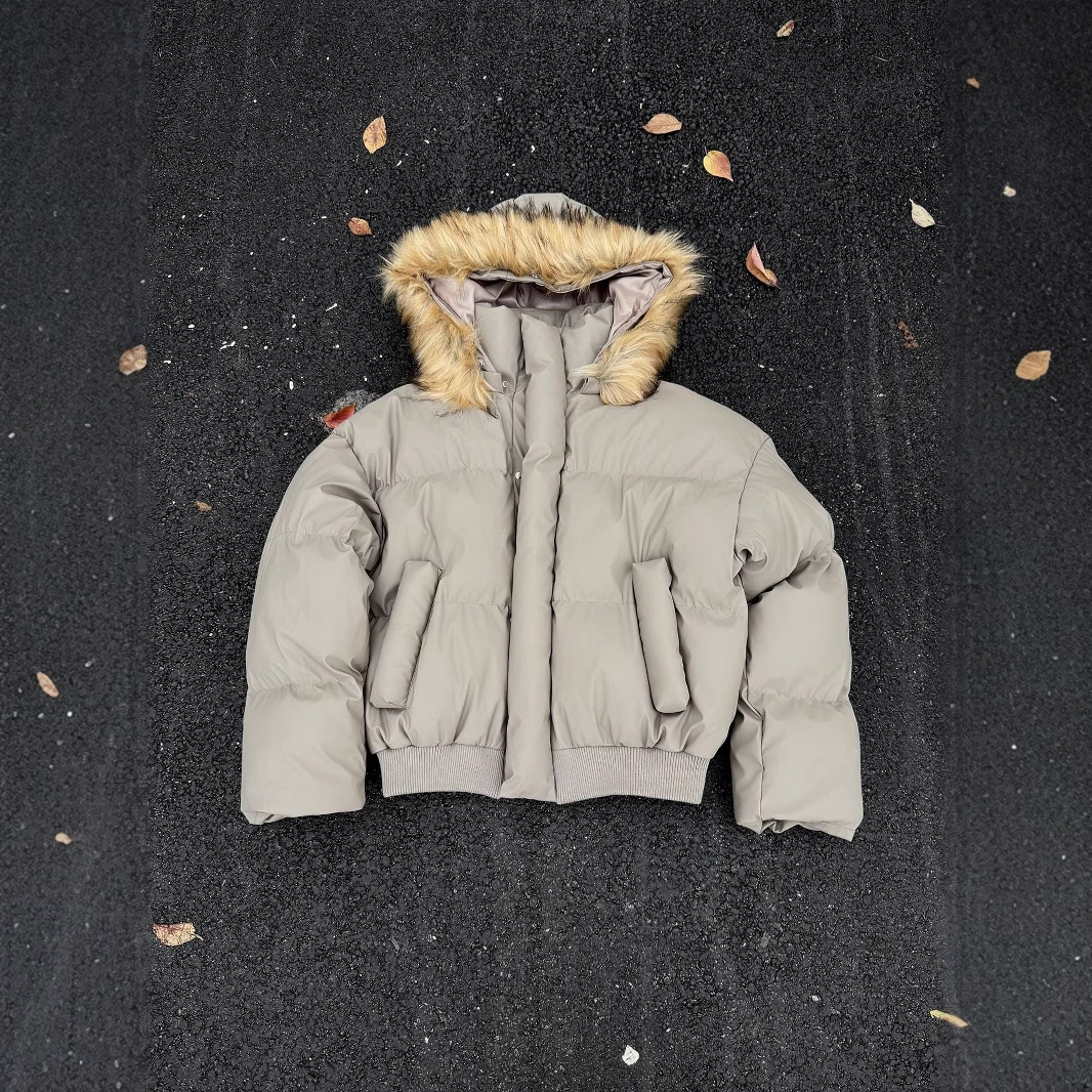 不可拆卸毛领连帽高级感棉衣男款加厚棉服高端保暖pu皮棉袄面包服