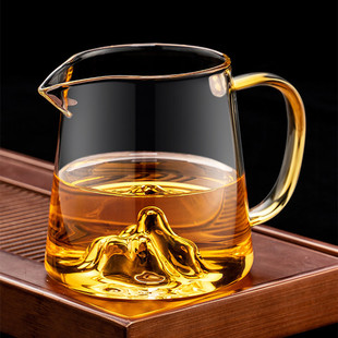 Mountain View with Handle Glass Public Cup Office Tea Sea Tea Set High Borosilicate Glass Tea Drain One-piece Public Cup