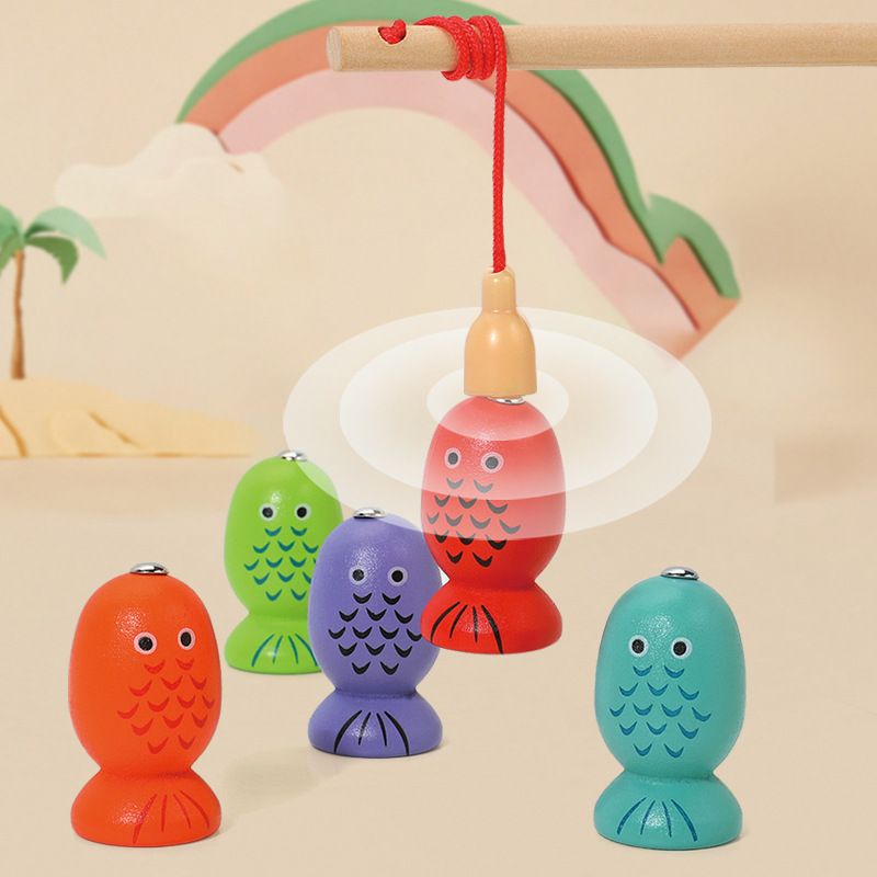Personalizado para niños tres en uno multifunción abeja pesca magnética cinco juegos de madera de corte de fruta de columna juguetes educativos