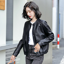海宁皮衣女短款2025春秋新款皮夹克气质休闲立领绵羊皮机车小外套