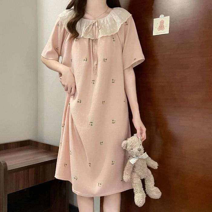 Venta al por mayor transfronteriza verano nuevo estilo dulce camisón casual hogar con almohadilla para el pecho pijamas de una pieza ropa de aire acondicionado para el hogar de las mujeres