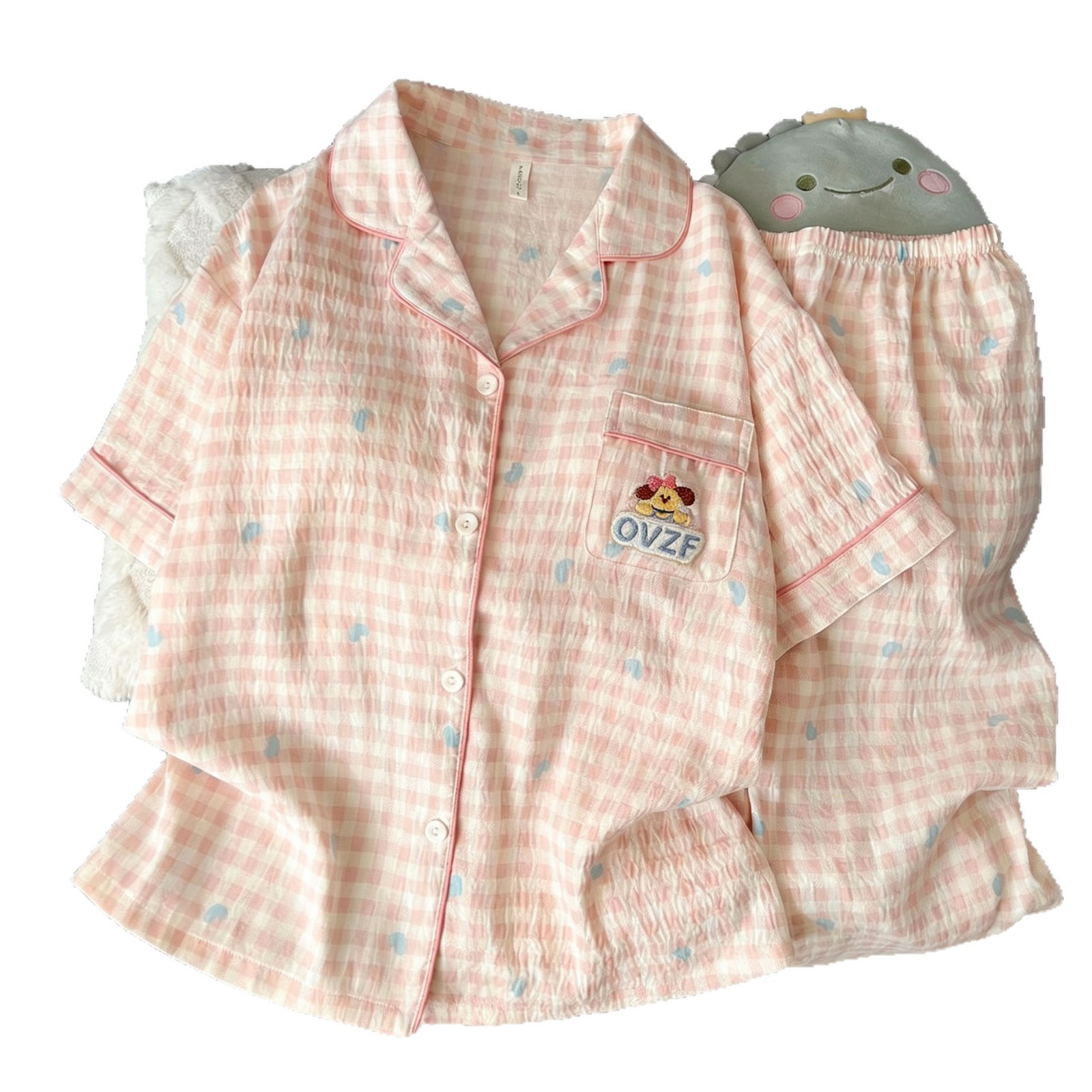 120G nubes de algodón pijama de manga corta tres piezas set ropa para el hogar sudeste asiático TK pedidos de comercio exterior transfronterizo entidad mayorista