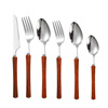INS Japanese -style rosewood handle tableware 304 stainless steel knife fork spoon dessert spoons Western food hotel cattle row knife and fork tableware
