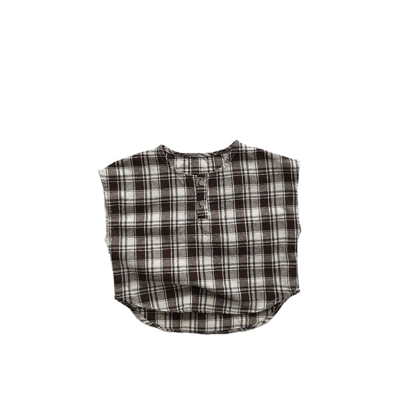 Estilo coreano japonés chaleco a cuadros sin mangas para niños verano hombres y mujeres nuevo bebé personalidad algodón superior moda infantil
