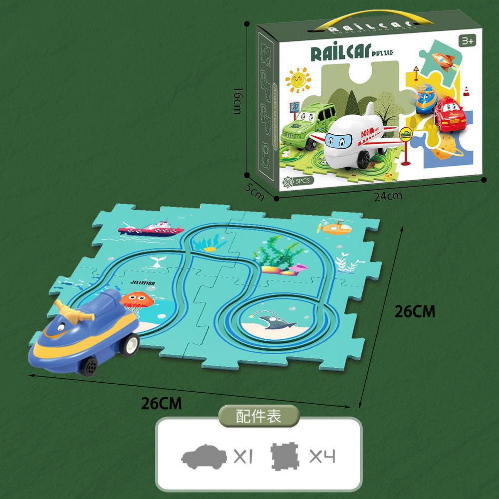 Rompecabezas transfronterizo pista coche DIY montaje libre multi-escena mapa pista coche eléctrico juguetes educativos para niños