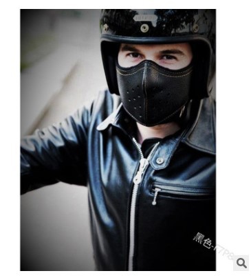 2021新款男式朋克机车口罩骑行面罩PU皮户外时尚高档防风防尘口罩