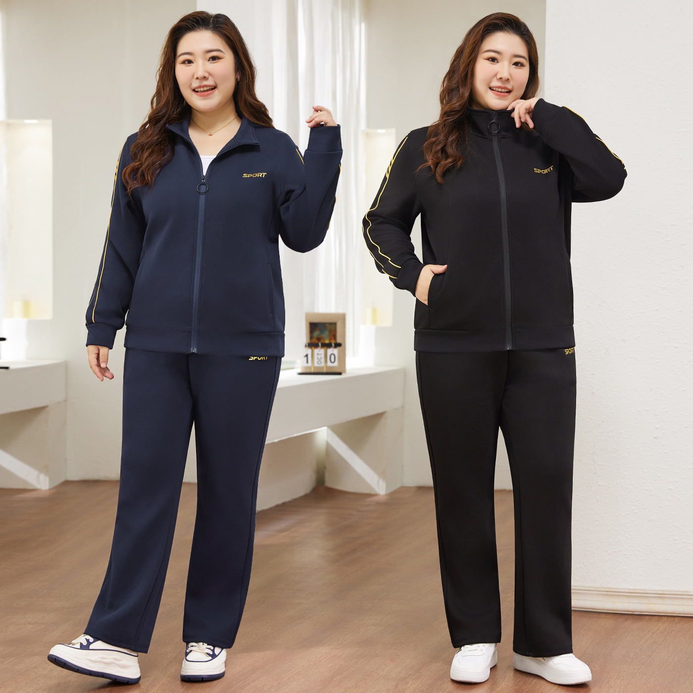 A Large Size Sportswear Set for Women, 2026 Spring and Summer New Fashion Stylish and Youthful Slimming Sweatshirt Two-Piece Set