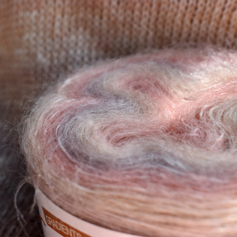 Cálido gradiente de lujo mohair sección larga teñido mohair hilo fino ganchillo suéter seda joven mohair lana bola