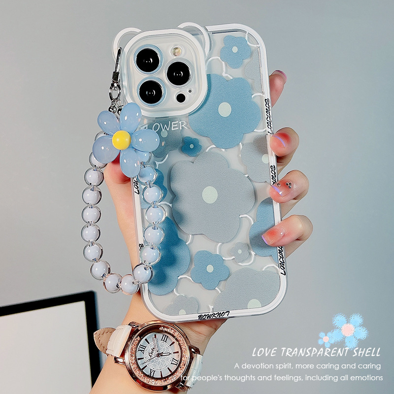 Blue Frangipani Suitable for Iphone13Promax Apple 12 Mobile Phone Case 11 Anti-Fall XS Female 15Promax Trend Blue Frangipani Suitable for Iphone13Promax Apple 12 Mobile Phone Case 11 Anti-Fall XS Female 15Promax Trend