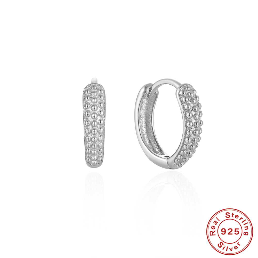 Nueva moda innovadora europea y americana ins estilo s925 plata esterlina clavo falso punto clásico oído anillo hebilla pendientes