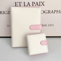 ins pink and white color matching pu magnetic buckle loose-leaf card book four-square grid 3-inch polaroid idol album small card star chasing storage