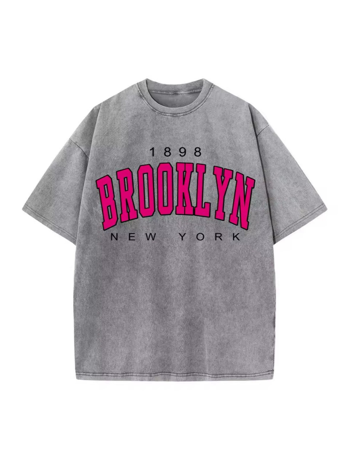 Europa y América hiphop marca de moda hacer vieja camiseta de manga corta de mujer grande suelta oversize lavado impresa blusa de algodón
