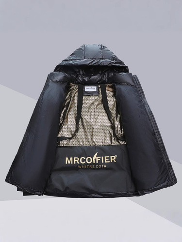 Black Gold Cotton Padded Jacket with Five-Panel Hooded Down Coat for Women and Men - Unisex Loose and Thick Padded Overcoat