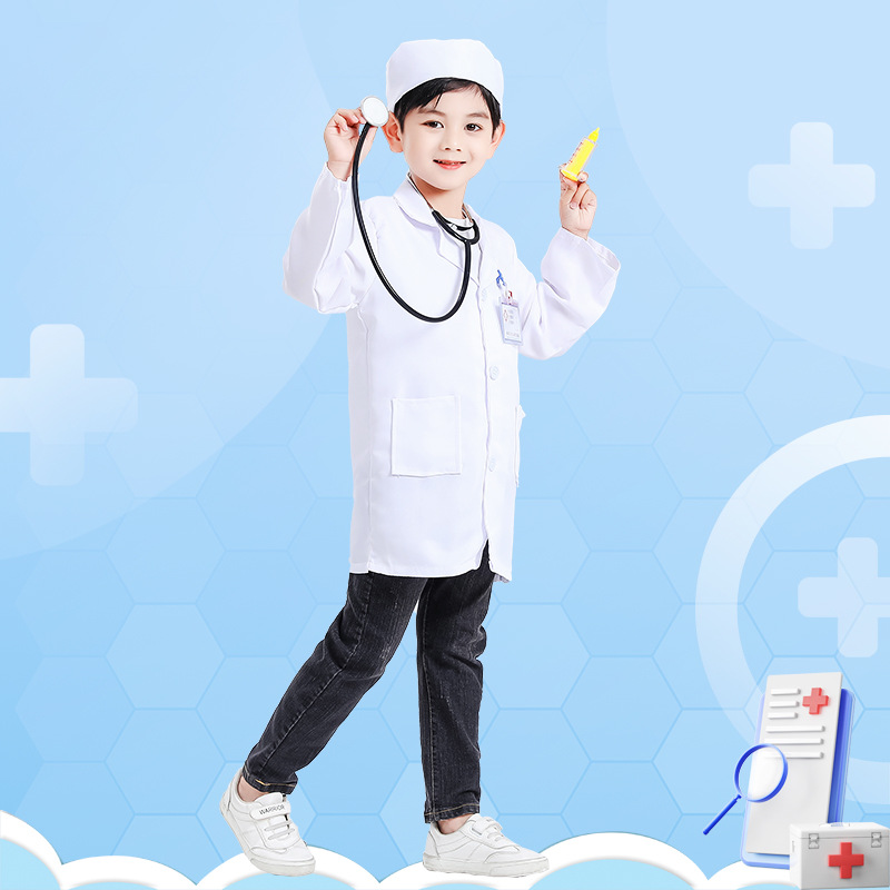 thumbnail image 4 of Ropa de médico para niños, ropa de trabajo de enfermera, ropa de juego para niñas de jardín de infantes, bata blanca, ropa de actuación de cosplay, 4 of 6