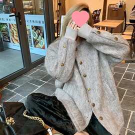 秋冬加厚加棉新款甜美休闲毛呢外套英伦风廓形宽松呢子大衣女