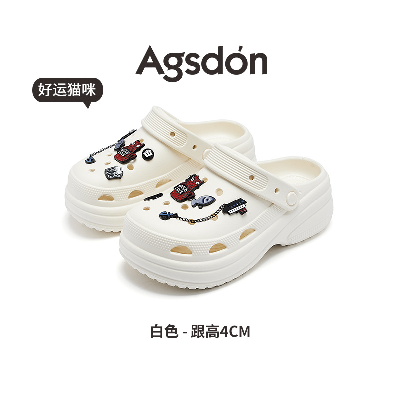 Sandalias Augusden Negras Perforadas para Mujer, Modelo 2026, Nuevas, de Verano, para Exteriores, con Suela Gruesa, Cómodas, a la Moda, para la Playa