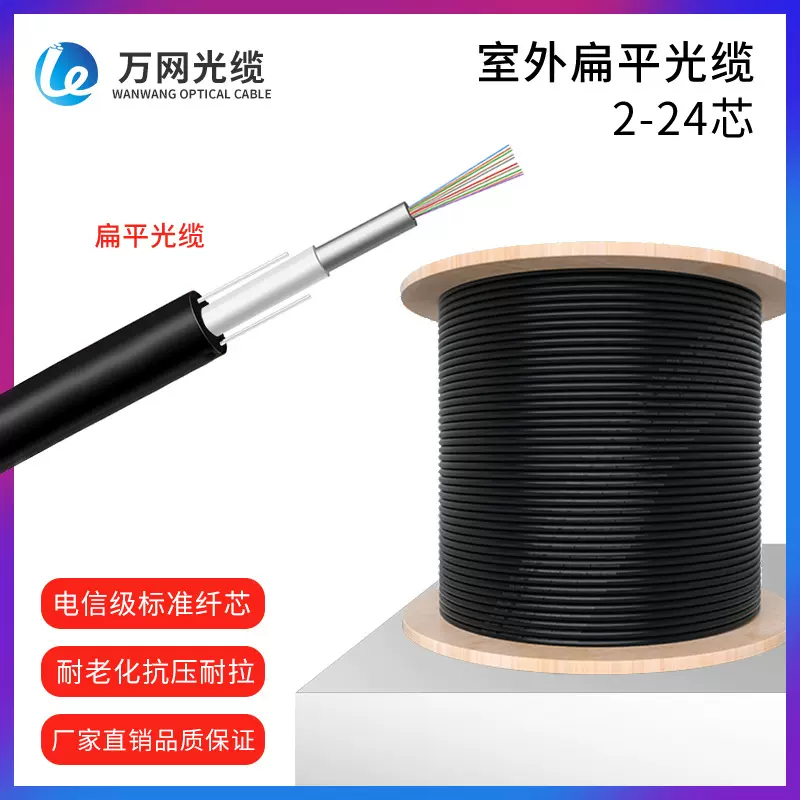 万网光缆厂家供应束管式非金属GYFXTY光缆室外扁平光缆单模光纤缆