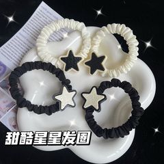 New Black and White Star Cute Hairstyle Han Style Schoolgirl Cartoon Harajuku Style Five-Pointed Star Versatile Hair Ties Student Headbands