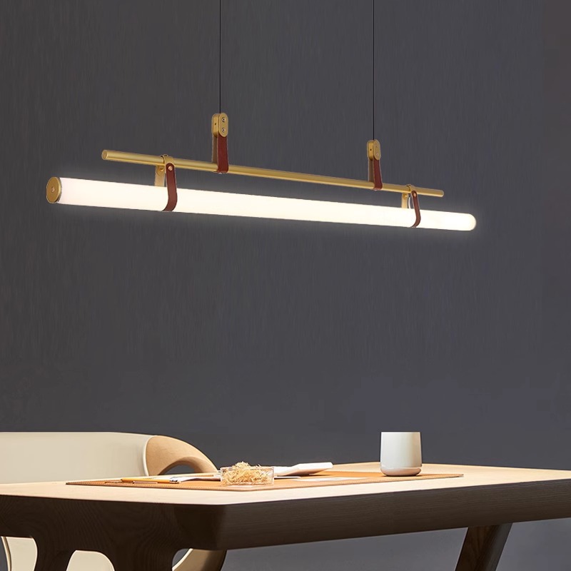 Lámpara de restaurante minimalista nórdica moderna mesa de comedor minimalista lámpara de bar personalidad creativa de oficina una luz de tira larga