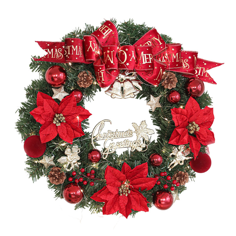 Nueva corona de Navidad encriptada iluminante guirlanda ventana puerta colgante pared decoración atmósfera colgante decoración diseño de escena