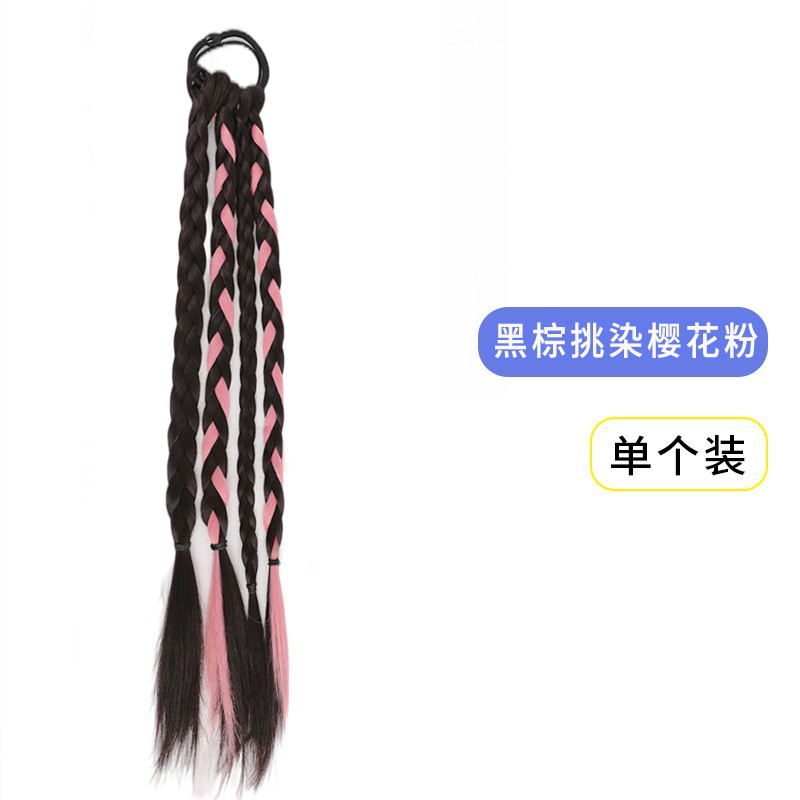 Trenza de peludo para niños Trenza de boxeo dulce y fresca Trenza de doble cola de caballo simulación Trenza de giro tipo correa Trenza de espina de pescado Trenza sucia de chica caliente