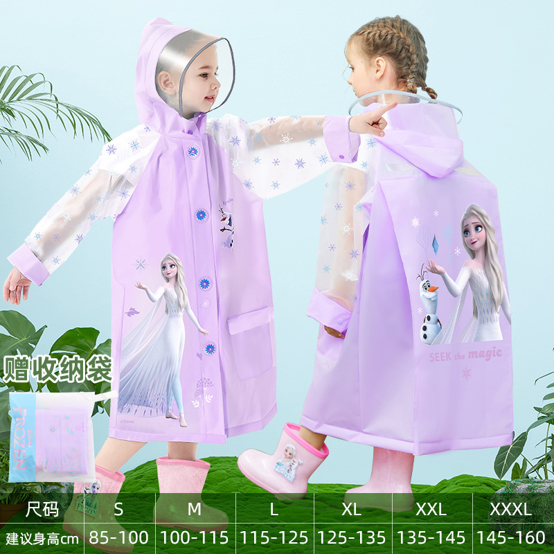 Disney Children's EVA Big Schoolbag impermeable princesa Aisha poncho estudiante impermeable para bebés