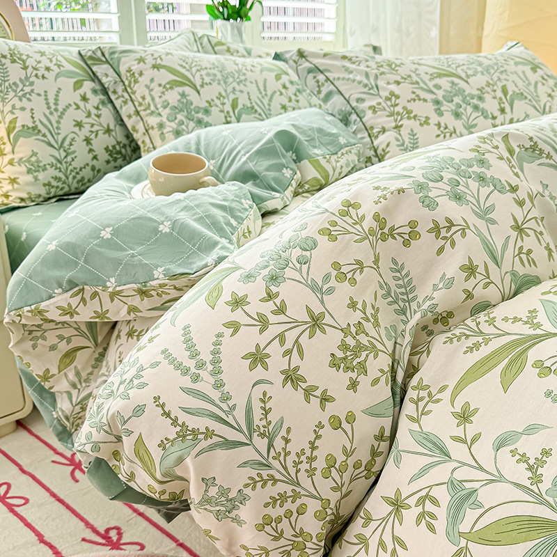 Cama de algodón fresca pequeña de cuatro piezas de algodón puro Xinjiang 2025 nueva funda de edredón sábana ropa de cama de tres piezas