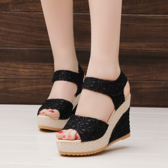 Fashionable sandals wedge heel for leisure platform heels with…