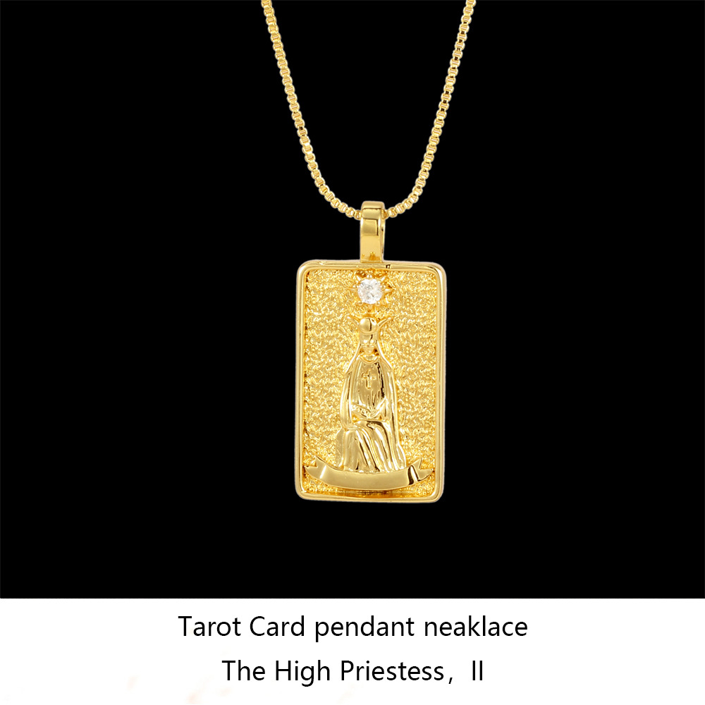 Nuevo nórdico Salomón tarot collar ins moda punk estilo hip hop hombres y mujeres collar con diamante cuadrado collar