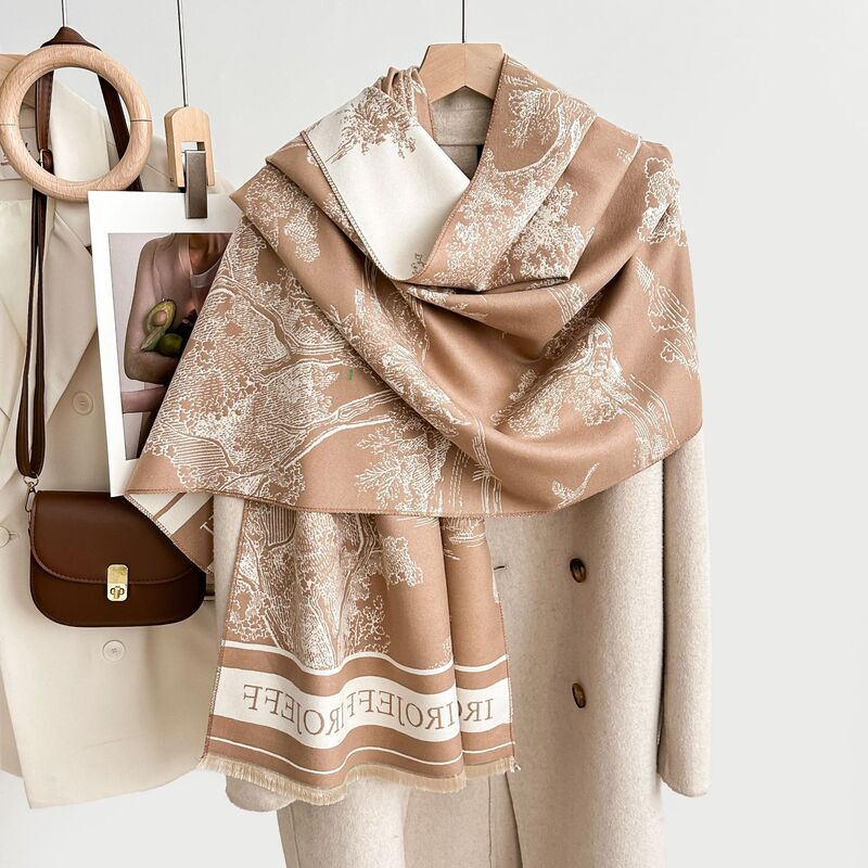 High-End Women's Autumn and Winter Scarf 2025 New Cashmere Scarf Dual-Use Shawl Thickened for Warmth Korean Style Season High-End Women's Autumn and Winter Scarf 2025 New Cashmere Scarf Dual-Use Shawl Thickened for Warmth Korean Style Season