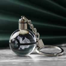 水晶钥匙扣3D喷火龙动漫周边纪念品神奇宝贝生日礼物创意发光挂件