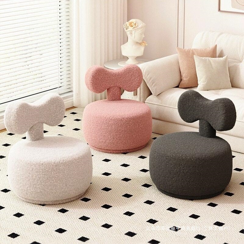 Household Small Stool with Backrest, Rotatable Cute Low Stool Chair, Children's Living Room Bench, Sofa Stool, Sitting Stool, Shoe Changing Stool