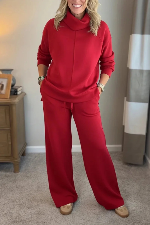 Women's High Neck Sweatshirt Solid Colour Casual Elegant Autumn Top_voghion.com