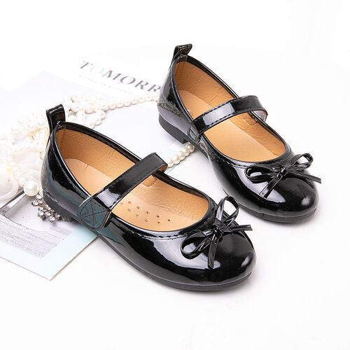 Children's Small Leather Shoes 2025 Spring and Autumn New Middle and Large Children's Princess Shoes, Soft Sole Girl Butterfly Knot Single Shoes