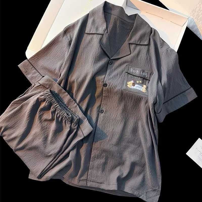 Al por mayor transfronterizo nuevo hombre nubes pijamas de algodón cardigan con solapas sueltas ropa de hogar
