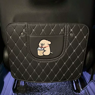 Anti-Kick Mat, Universal Rear Seat: Chair back anti-kick pad - black-coffee-puppy-anti-kick-pad-waterproof-and-stain-resistanteasy-to-clean-1-piece