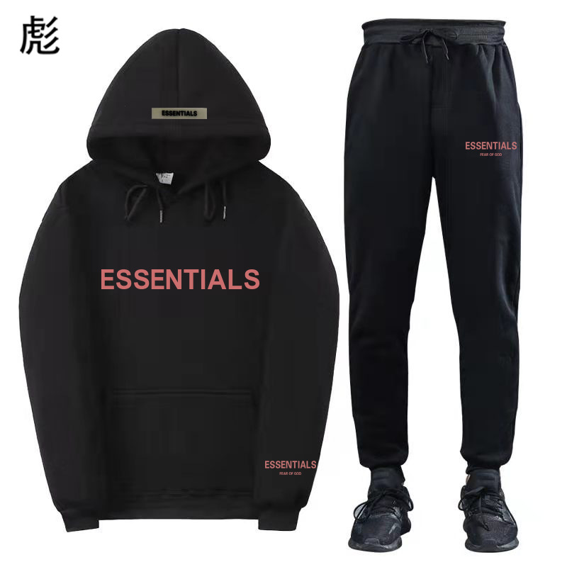 TEMOR DE DIOS doble línea Essentials Zambia moda marca pecho impreso LOGO pareja HOODIE sweater NIEBLA