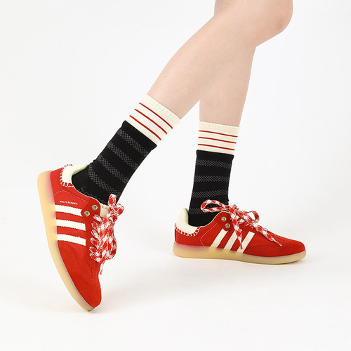 Brand Street Trend Colorful Striped Cotton Socks Women's Fashion Contrast Color Double-Rooked Cotton Student Mid-Tube Socks