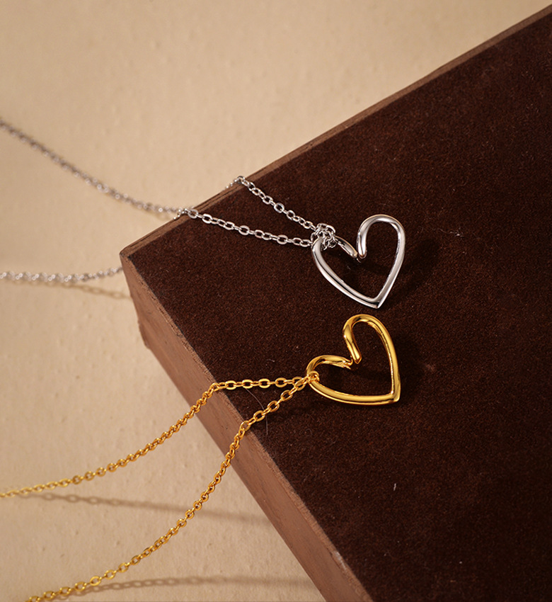 1 Piece Quantity 925 Sterling Silver Cable Chain Plating Heart Shape Pendant Necklace